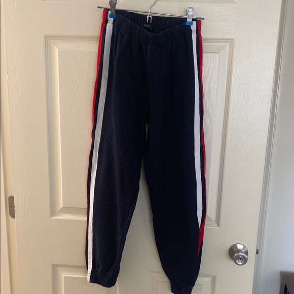 Brandy Melville Pants - Brandy Melville Blue and Red Joggers with Tapered Ankle